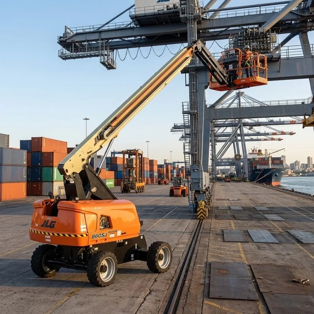 Plataforma telescópica JLG 860SJ — 28m — locação CLM MS