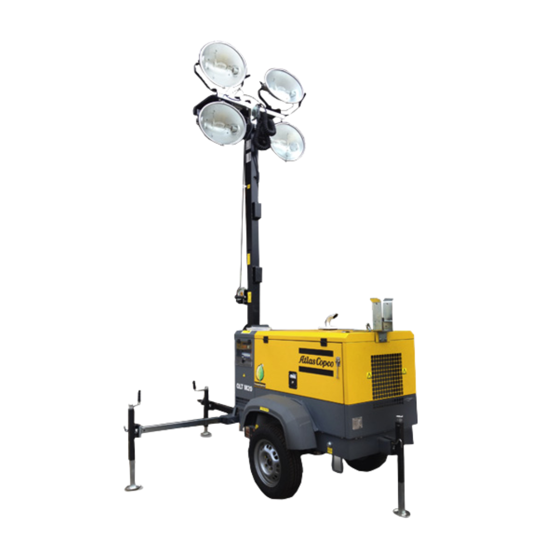 Torre de iluminação Atlas Copco QLT M20 — locação CLM MS
