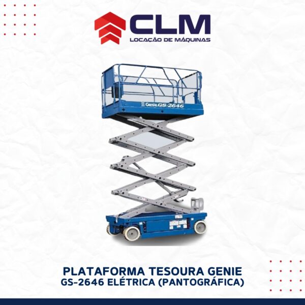 Locação de PLATAFORMA TESOURA GENIE GS-2646 ELÉTRICA (PTA PANTOGRÁFICA)