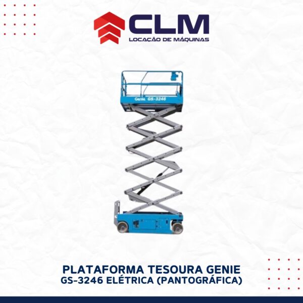 Locação de PLATAFORMA TESOURA GENIE GS-3246 ELÉTRICA (PEMT PANTOGRÁFICA)