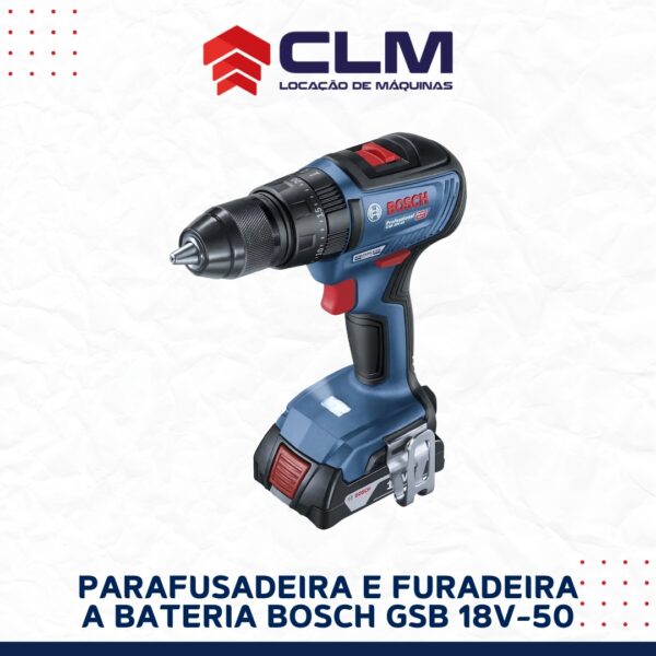 Locação de Parafusadeira e furadeira a Bateria Bosch GSB 18V-50, BRUSHLESS, 18V