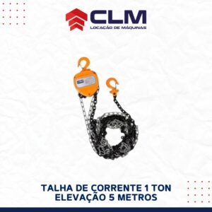 Locação de TALHA MANUAL DE CORRENTE 1 TON ELEVAÇÃO 5 METROS TC 1000 CSM